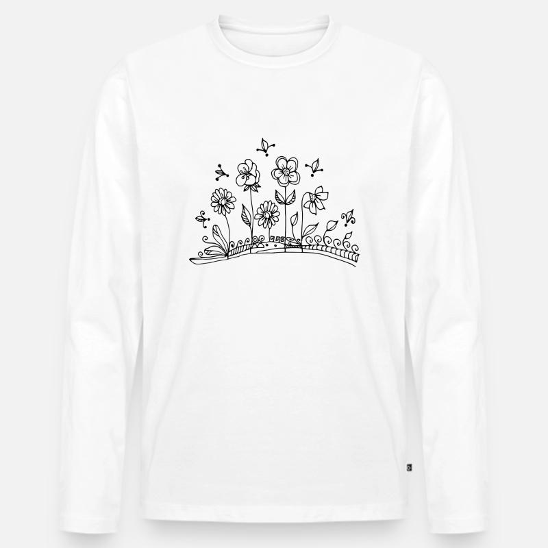 Blumen - Männer Premium Bio Langarmshirt - Weiß