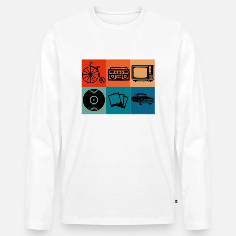 Vintage - Männer Premium Bio Langarmshirt - Weiß
