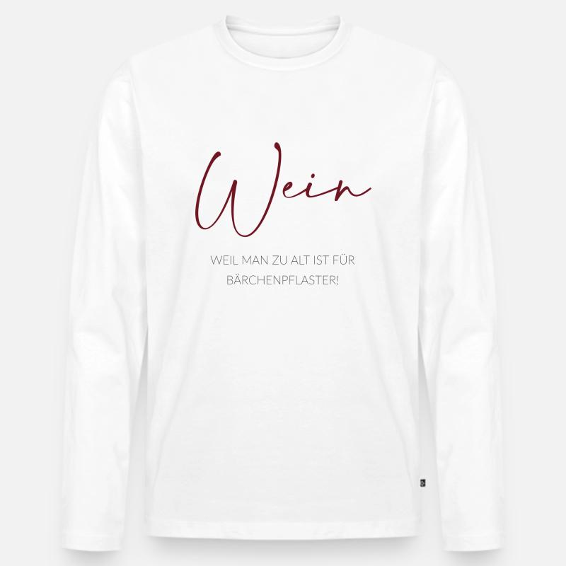 Wein - Männer Premium Bio Langarmshirt - Weiß