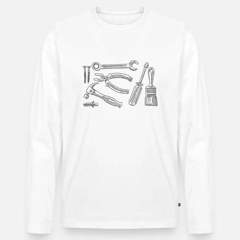 Werkzeug DIY Set Symbole - Männer Premium Bio Langarmshirt - Weiß