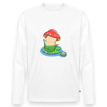 Bath Mushroom - Men's Premium Organic Long Sleeve Shirt - white - Front - Nico (187cm)