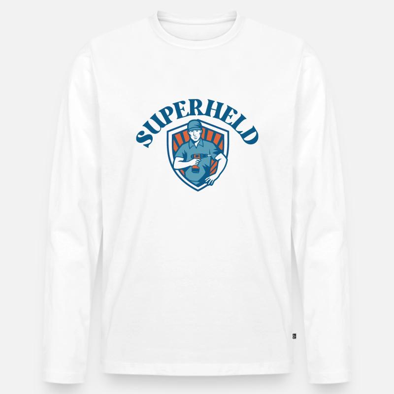 SUPERHELD - Männer Premium Bio Langarmshirt - Weiß