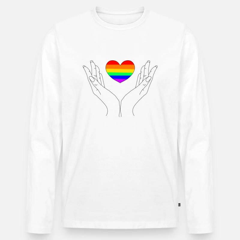 Pride Hände - Männer Premium Bio Langarmshirt - Weiß
