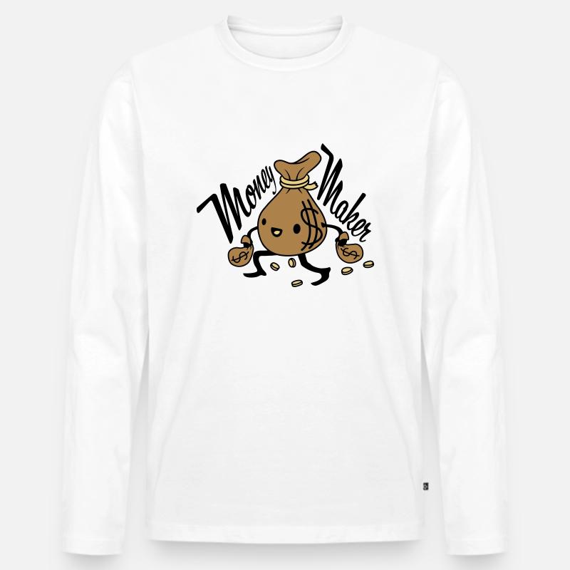 Money Maker lebendiger Geldsack - Männer Premium Bio Langarmshirt - Weiß