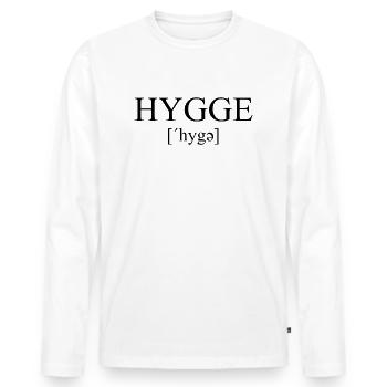 Hygge - Danish tradition - Attitude to life - Nice - Men's Premium Organic Long Sleeve Shirt - white - Front - Nico (187cm)