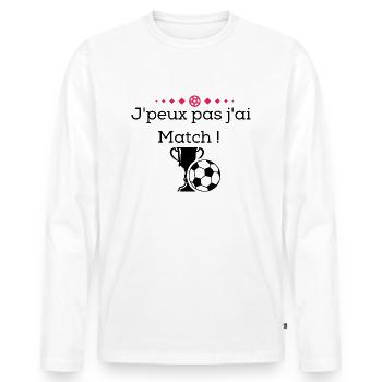 MATCH DE FOOT - T-shirt manches longues Premium bio Homme - blanc - Devant - Nico (187cm)