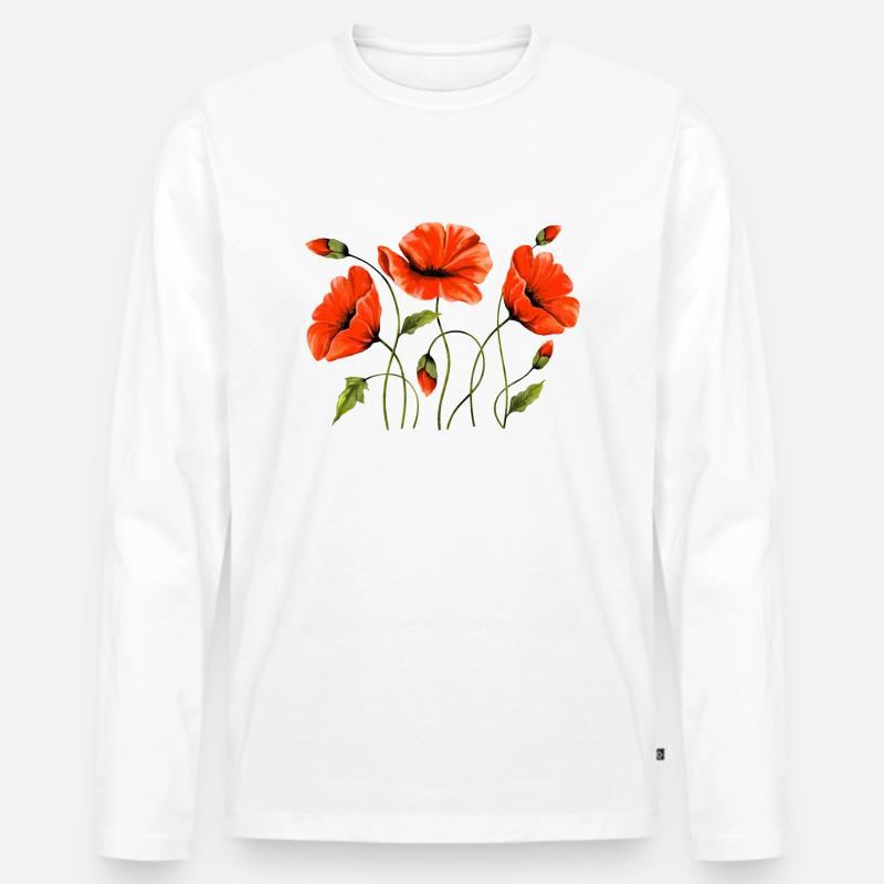 Blumen - Männer Premium Bio Langarmshirt - Weiß