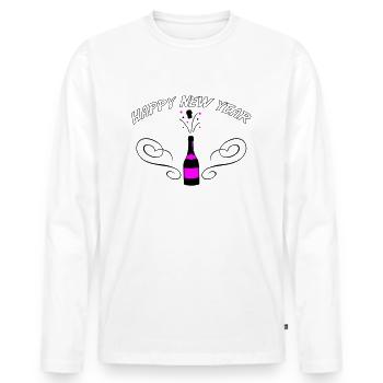 Happy New Year - Men's Premium Organic Long Sleeve Shirt - white - Front - Nico (187cm)