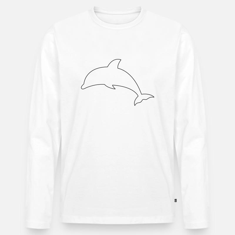 Delfin - Männer Premium Bio Langarmshirt - Weiß