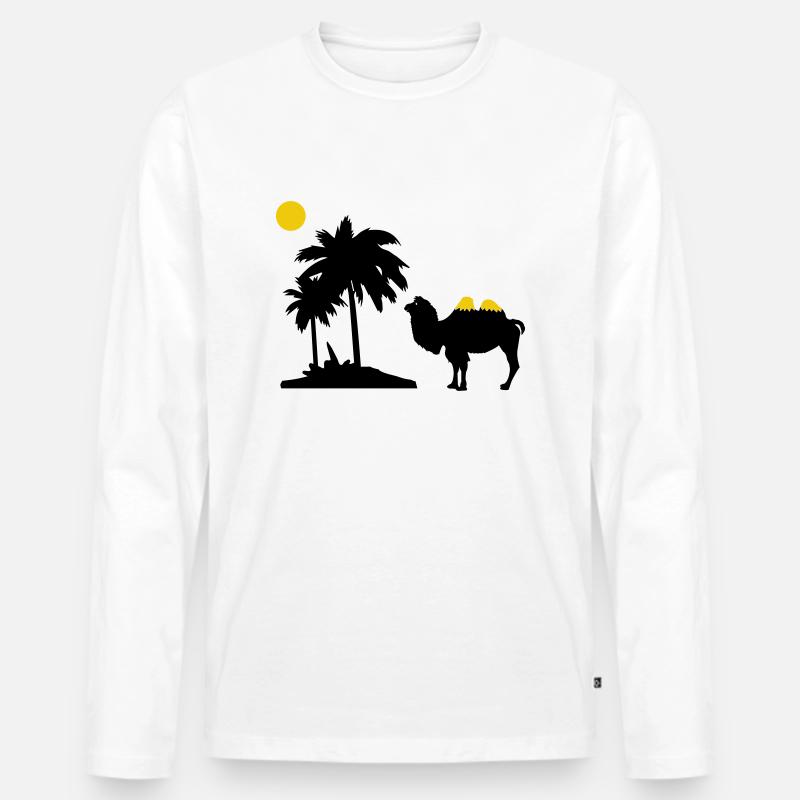 Kamel - Männer Premium Bio Langarmshirt - Weiß