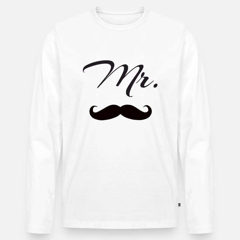MR. MISTER MANN BART - Männer Premium Bio Langarmshirt - Weiß