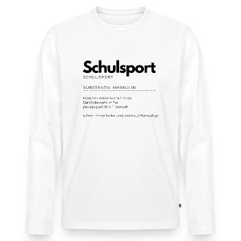 Definition Schulsport - Männer Premium Bio Langarmshirt - Weiß - Vorne - Nico (187cm)