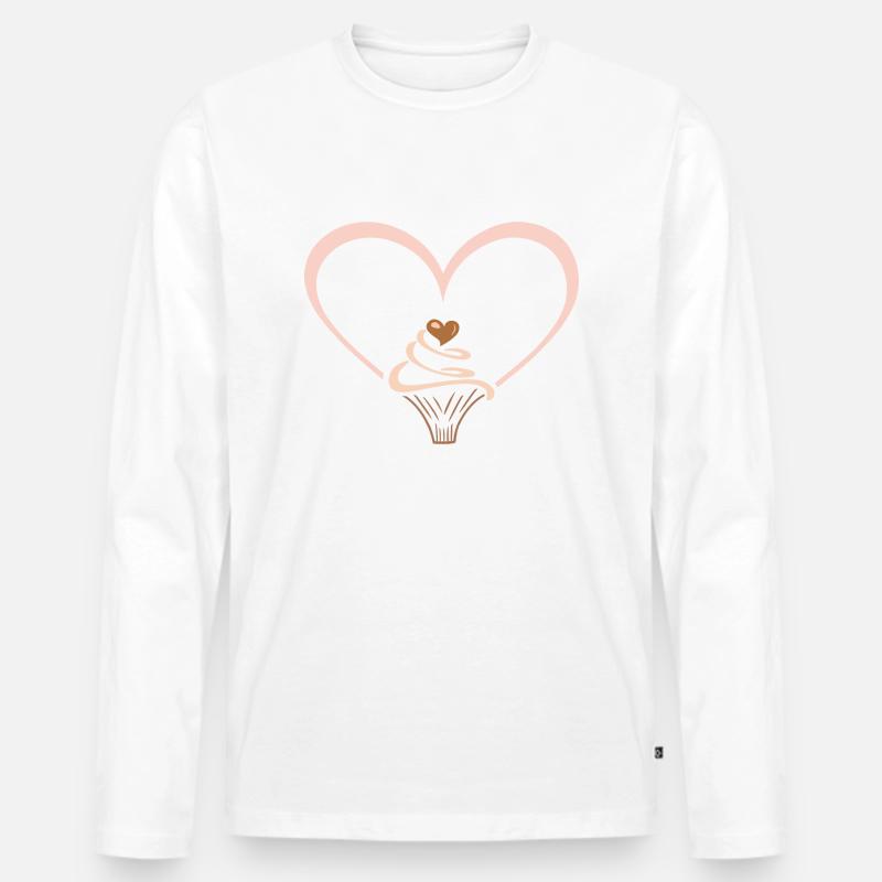 Cupcake-Liebe - Männer Premium Bio Langarmshirt - Weiß