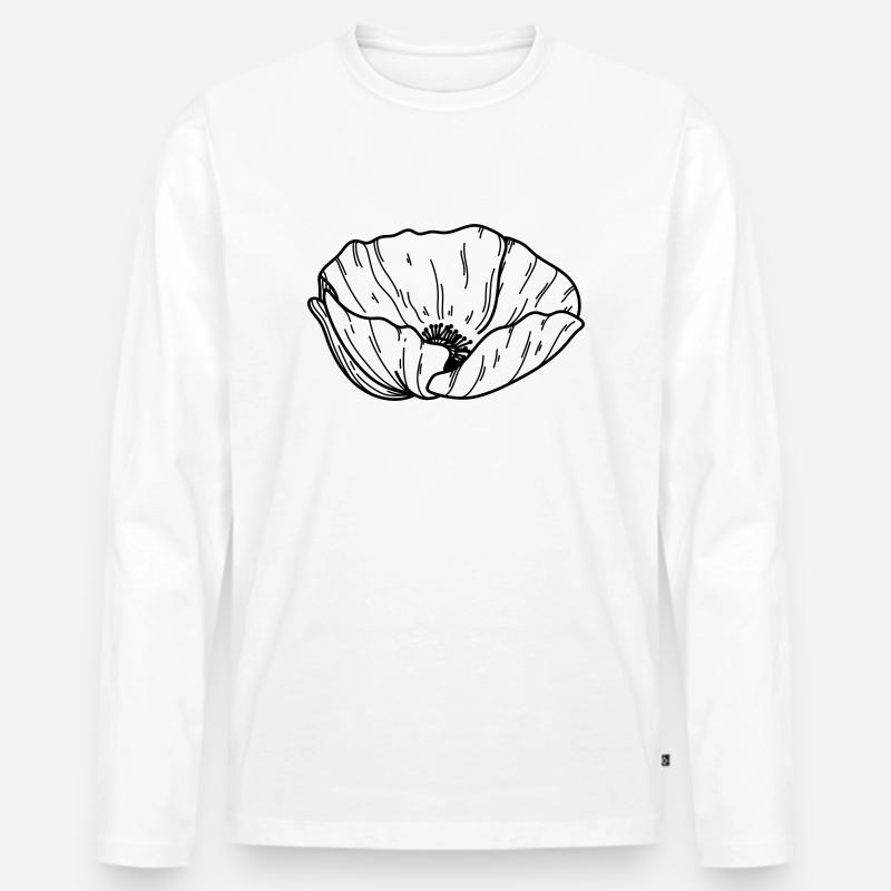 Mohn Blume - Männer Premium Bio Langarmshirt - Weiß