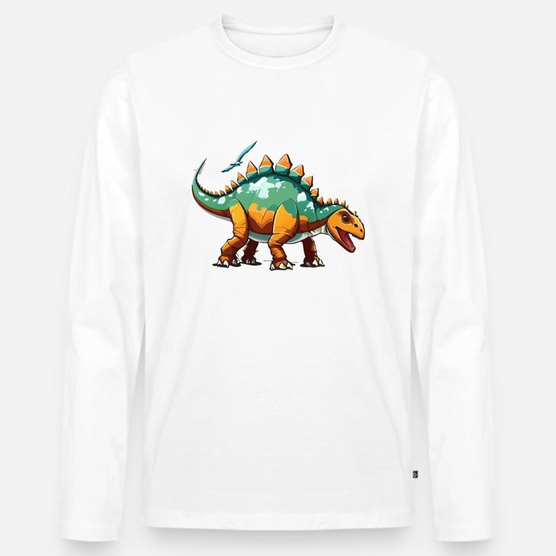 Friendly Stegosaurus - Men's Premium Organic Long Sleeve Shirt - white