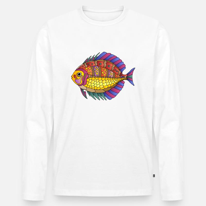 Fisch - Männer Premium Bio Langarmshirt - Weiß