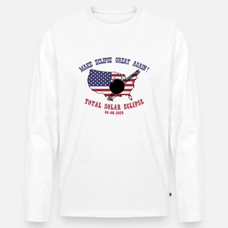 Total Solar Eclipse 2024 - Männer Premium Bio Langarmshirt - Weiß