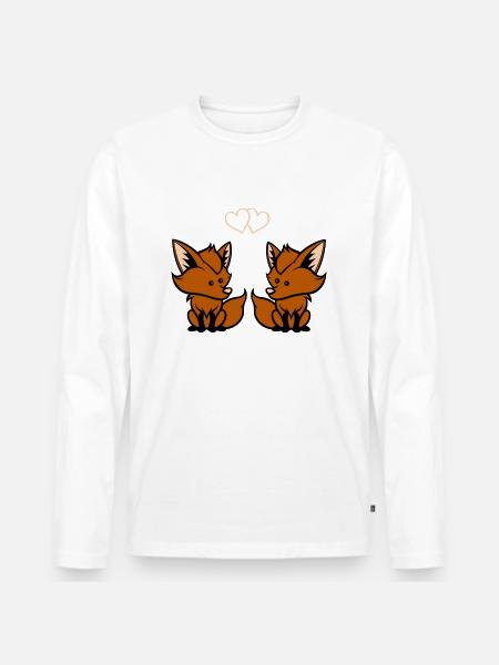 Foxes in love - Men's Premium Organic Long Sleeve Shirt - white