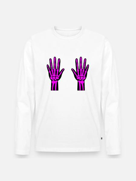 Skeleton Hands 02 - Men's Premium Organic Long Sleeve Shirt - white