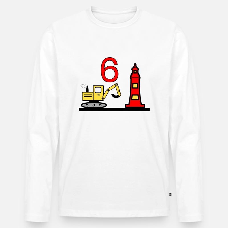 Bagger - Männer Premium Bio Langarmshirt - Weiß