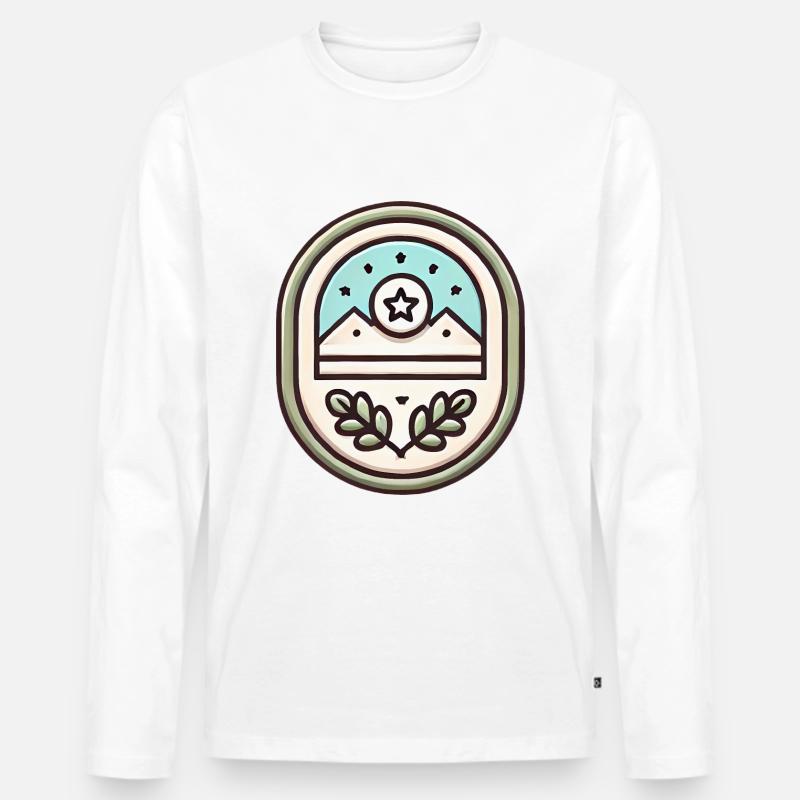 Einfache Abzeichen-Design-Soft-Illustration - Männer Premium Bio Langarmshirt - Weiß