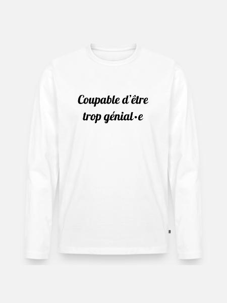trop genial - T-shirt manches longues Premium bio Homme - blanc