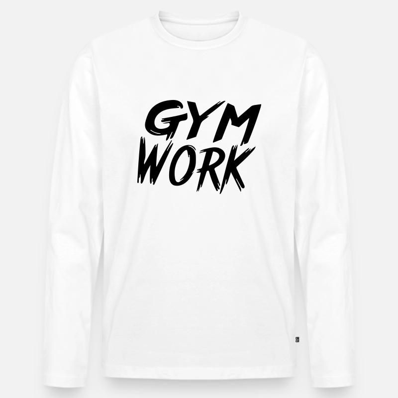 Fitnessstudioarbeit - Männer Premium Bio Langarmshirt - Weiß