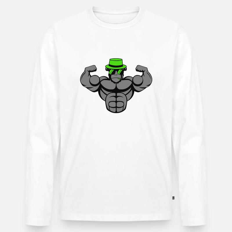 strong gorilla - Männer Premium Bio Langarmshirt - Weiß