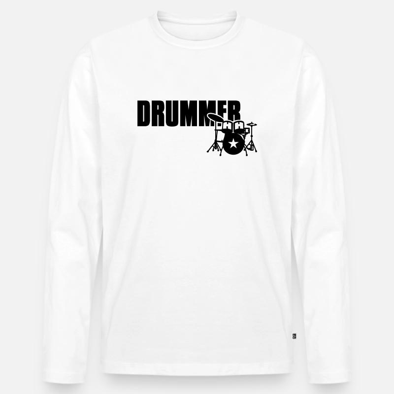 drummer - Männer Premium Bio Langarmshirt - Weiß