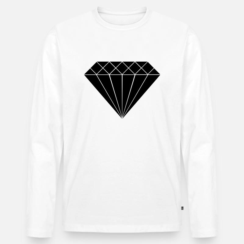 Diamant - Männer Premium Bio Langarmshirt - Weiß