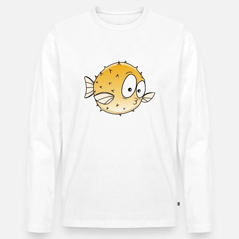 Kugelfisch - Männer Premium Bio Langarmshirt - Weiß