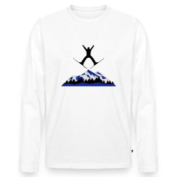 Ski, Skifahrer und Berge - Männer Premium Bio Langarmshirt - Weiß - Vorne - Nico (187cm)