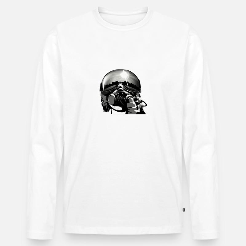 Pilot - Männer Premium Bio Langarmshirt - Weiß
