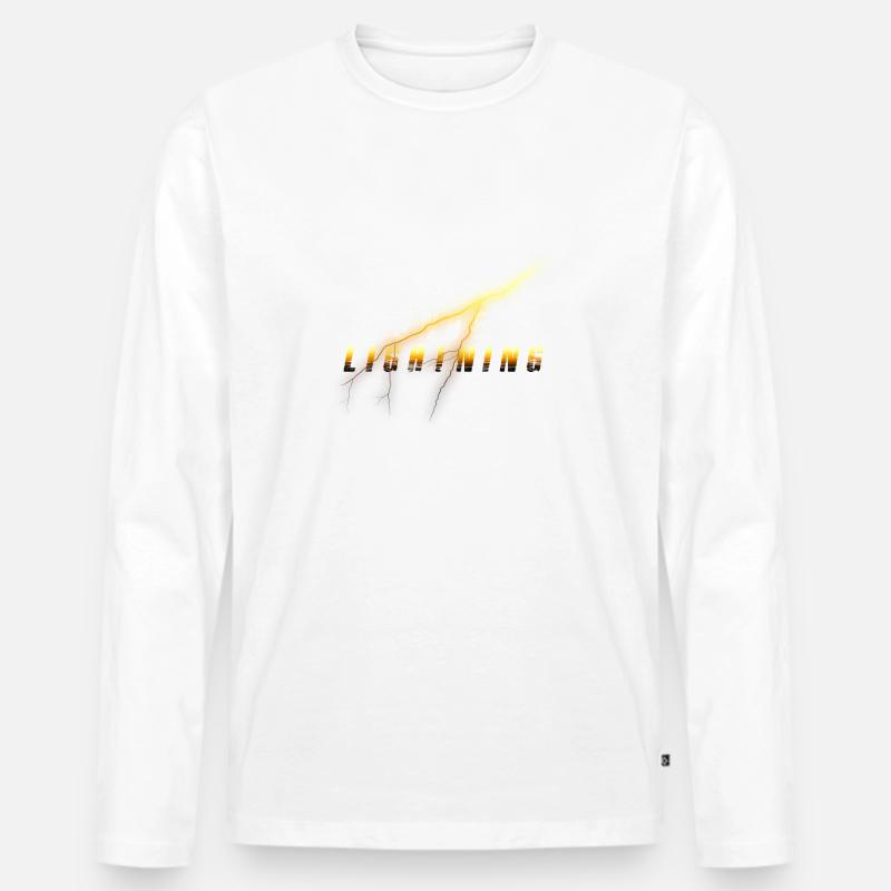 Donner und Blitz - Männer Premium Bio Langarmshirt - Weiß
