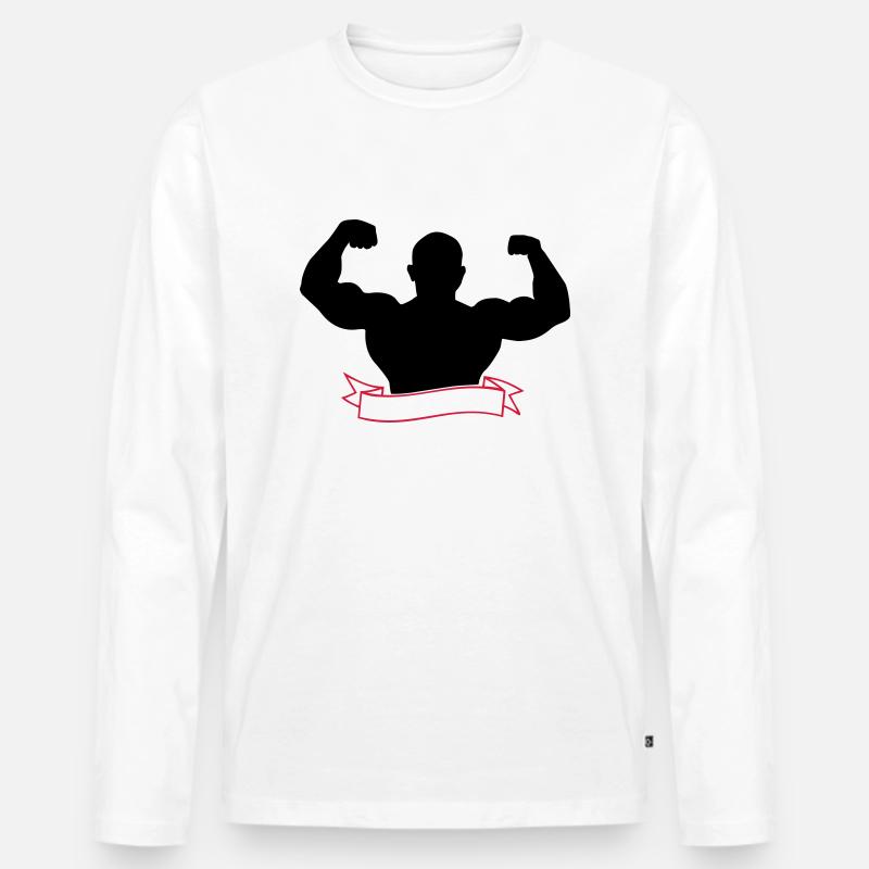 Bodybuilder - Männer Premium Bio Langarmshirt - Weiß