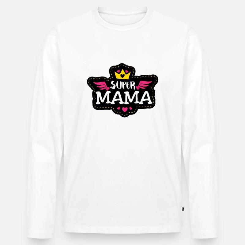 Supermama - Männer Premium Bio Langarmshirt - Weiß