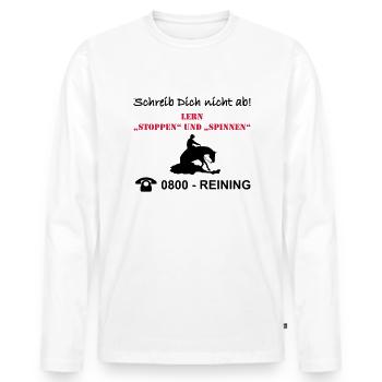 Schreib Dich nicht ab Reining - Männer Premium Bio Langarmshirt - Weiß - Vorne - Nico (187cm)