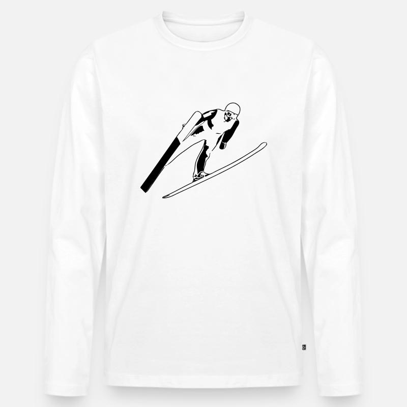 Skispringen - Skispringer - Ski Jumping - Männer Premium Bio Langarmshirt - Weiß