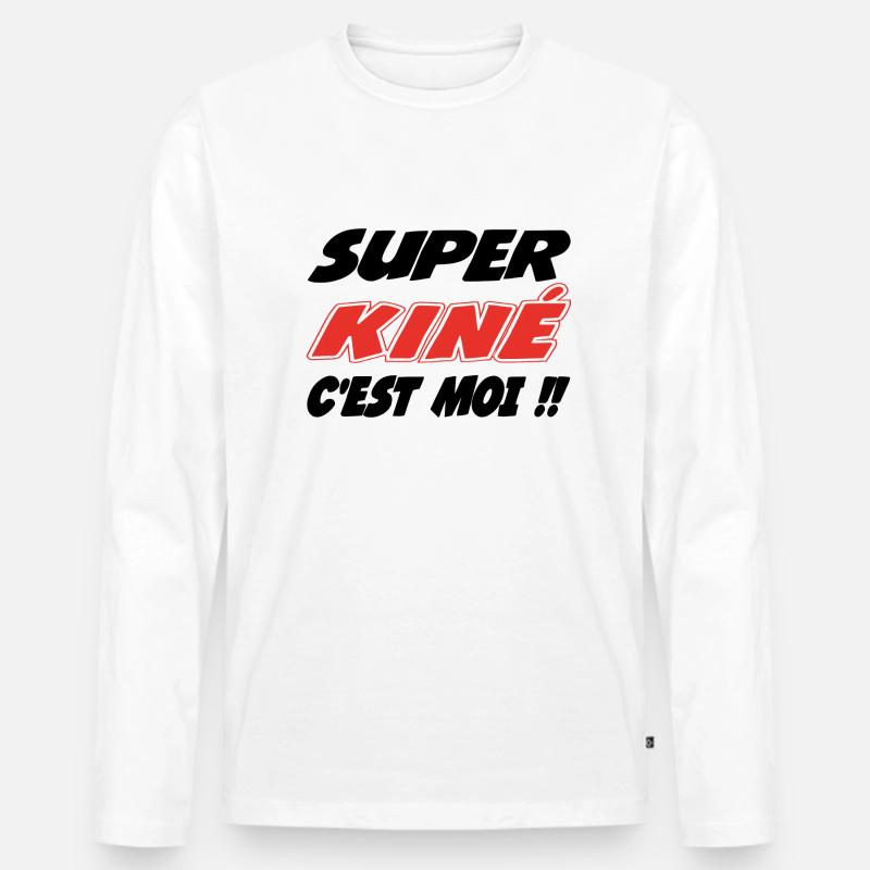 Super kiné c'est moi !! - Männer Premium Bio Langarmshirt - Weiß