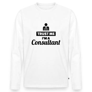 Berater - Männer Premium Bio Langarmshirt - Weiß - Vorne - Nico (187cm)