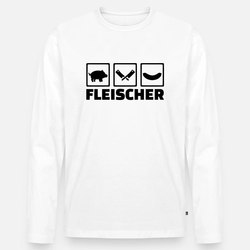 Fleischer - Männer Premium Bio Langarmshirt - Weiß