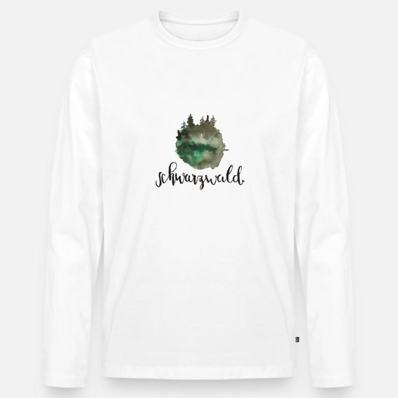 Schwarzwald Illustration - Männer Premium Bio Langarmshirt - Weiß