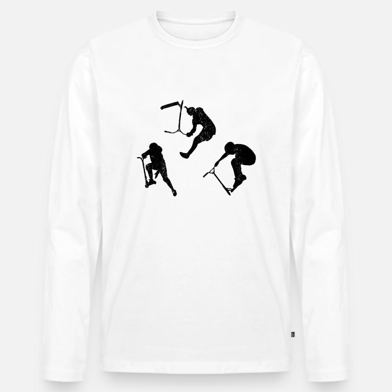 Scooter Tricks - Männer Premium Bio Langarmshirt - Weiß
