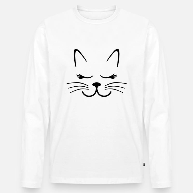 Katze - Männer Premium Bio Langarmshirt - Weiß