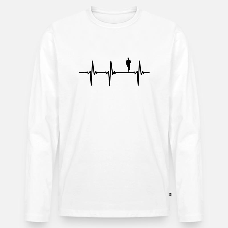 Marathon Herzschlag Läufer - Männer Premium Bio Langarmshirt - Weiß