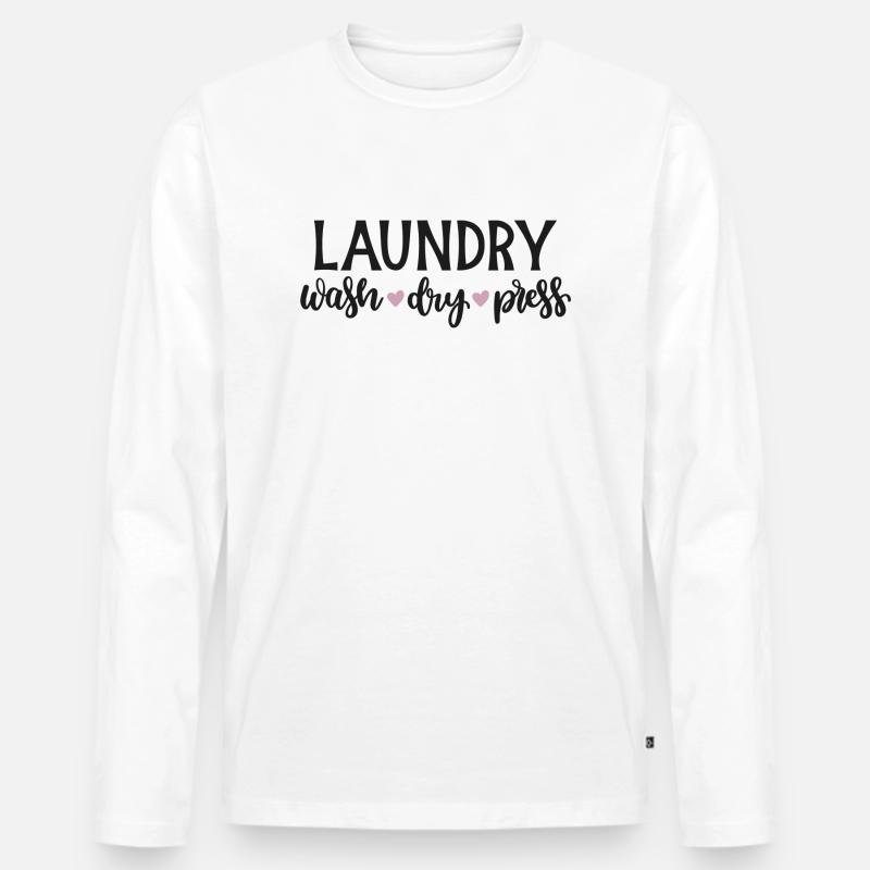 Waschen und Bügeln - Männer Premium Bio Langarmshirt - Weiß