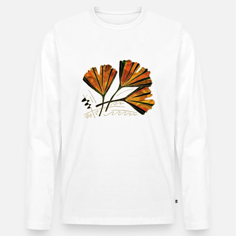 Blätter - Männer Premium Bio Langarmshirt - Weiß