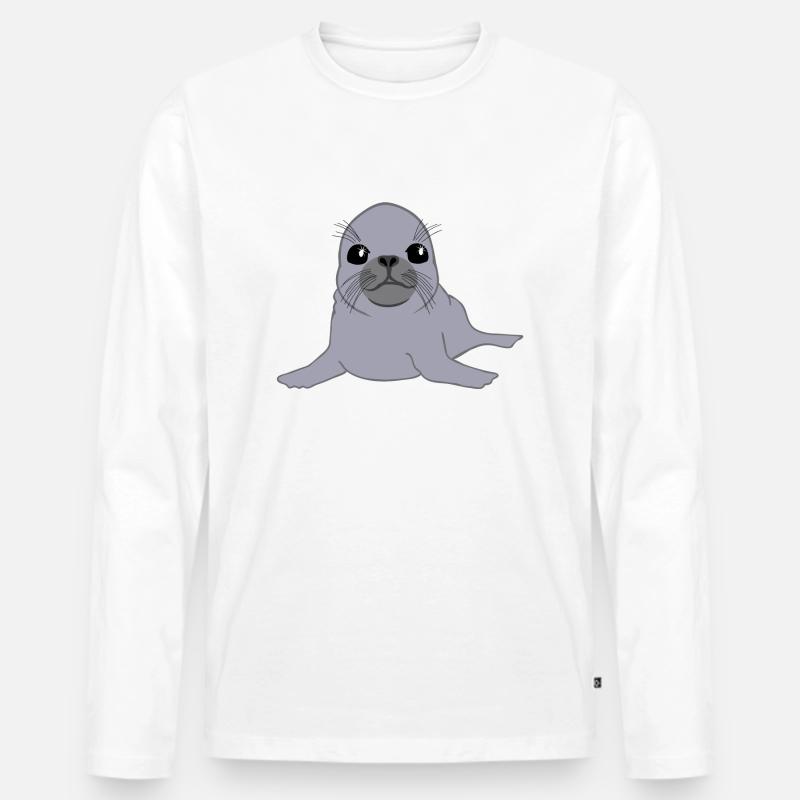 Seal - Seerobbe - Männer Premium Bio Langarmshirt - Weiß