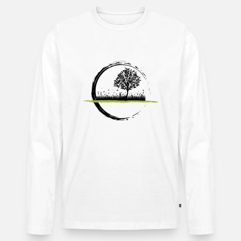 Wiese - Männer Premium Bio Langarmshirt - Weiß