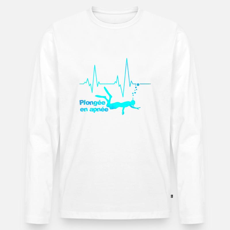 Schnorcheln mit Herzschlag - Männer Premium Bio Langarmshirt - Weiß
